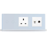 Load image into Gallery viewer, EU/UK Standard 1/2/3/4Gang  Glass Panel Touch Tuya Wifi Light Switch And UK Socket TV LAN Plug