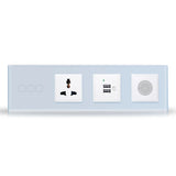 Load image into Gallery viewer, EU/UK Standard  Glass Panel Touch Tuya WIFI Curtain Switch With  Unversal Socket 2 USB Plug Bluetooth Speaker